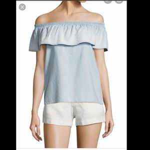 JOIE VILMA DENIM RUCHED TOP